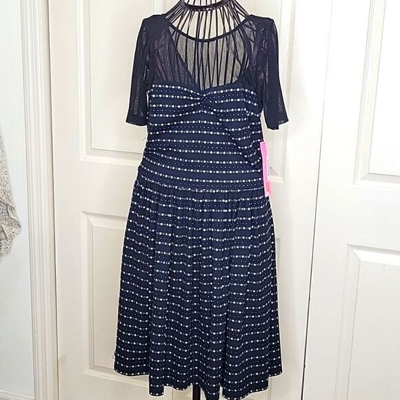 Betsy Johnson Black Knit and Sheer Dress Size 10 NWT - Picture 1 of 8